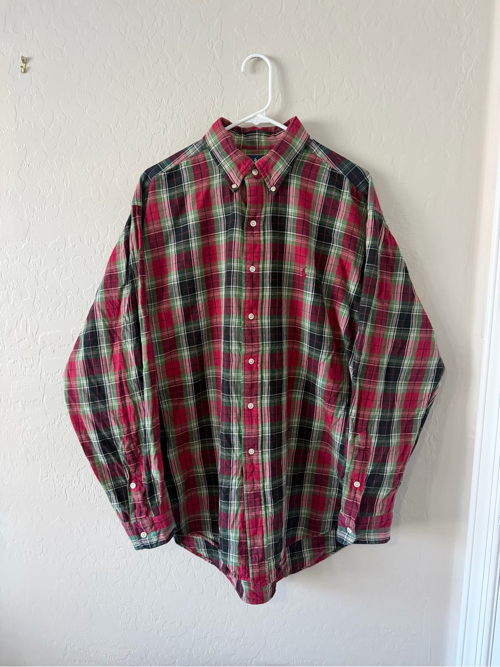 Polo Ralph Lauren men’s red, and green plaid flannel size large